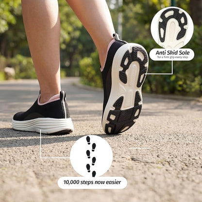 YOHO Women Walking Shoes Rushhour Dynamic | Cushioned, Comfortable, Lightweight & Breathable Knitted Slip-Ons | Every Day Casual Wear Without Lace, Stylish Footwear for Ladies/Girls -900